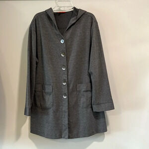 me by emme - large, hooded button up jacket, grey